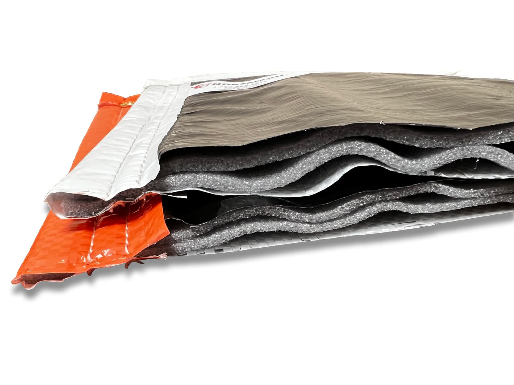 Concrete curing blanket cutaway